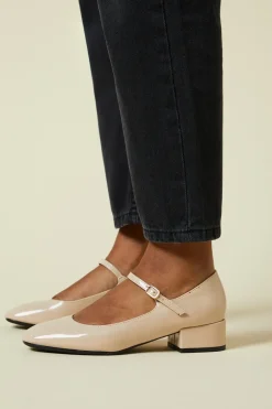 Perla Faux Patent Leather Mary Jane Low Block Heel Court Shoes