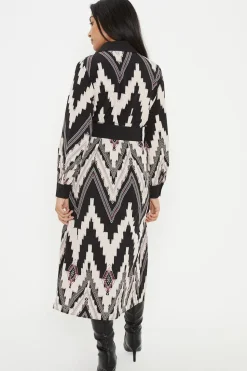 Petite Abstract Belted Shirt Dress
