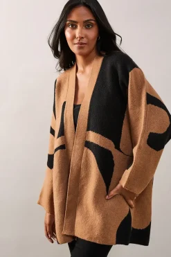 Petite Abstract Design Edge To Edge Cardigan