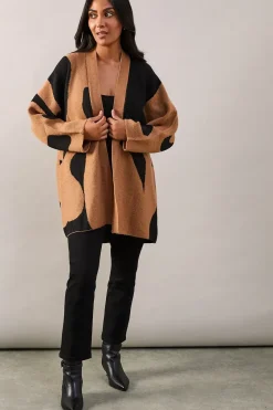Petite Abstract Design Edge To Edge Cardigan