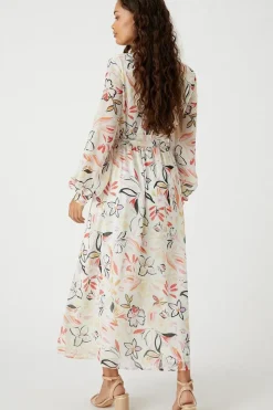 Petite Abstract Printed Ruffle Front Maxi Dress