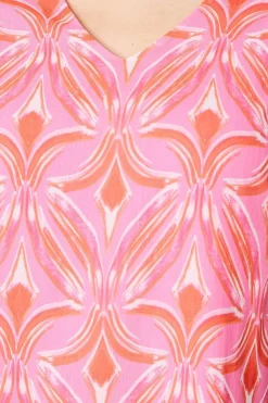 Petite Abstract Print Flutter Sleeve Tie Back Shift Dress