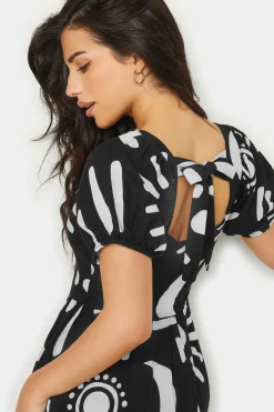 Petite Abstract Print Linen Mini Dress