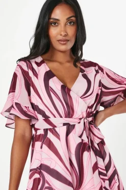 Petite Abstract Print Ruffle Midi Dress