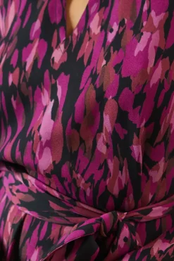 Petite Abstract Print Tie Waist Shift Dress