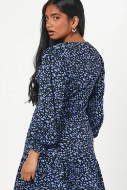Petite Abstract Ruffle Hem Mini Dress