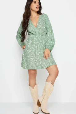 Petite Abstract Spot Print Mini Wrap Dress