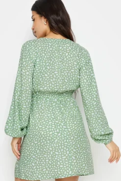 Petite Abstract Spot Print Mini Wrap Dress