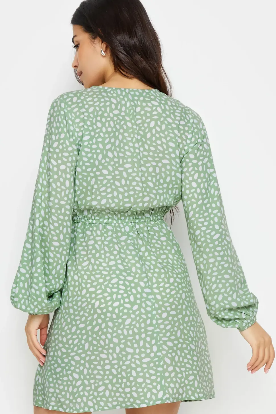 Petite Abstract Spot Print Mini Wrap Dress