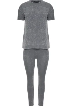 Petite Acid Wash Leggings Set
