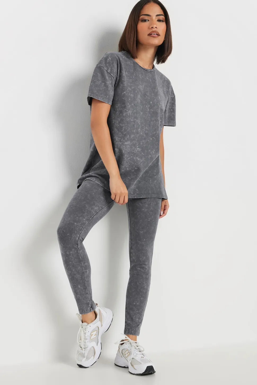 Petite Acid Wash Leggings Set