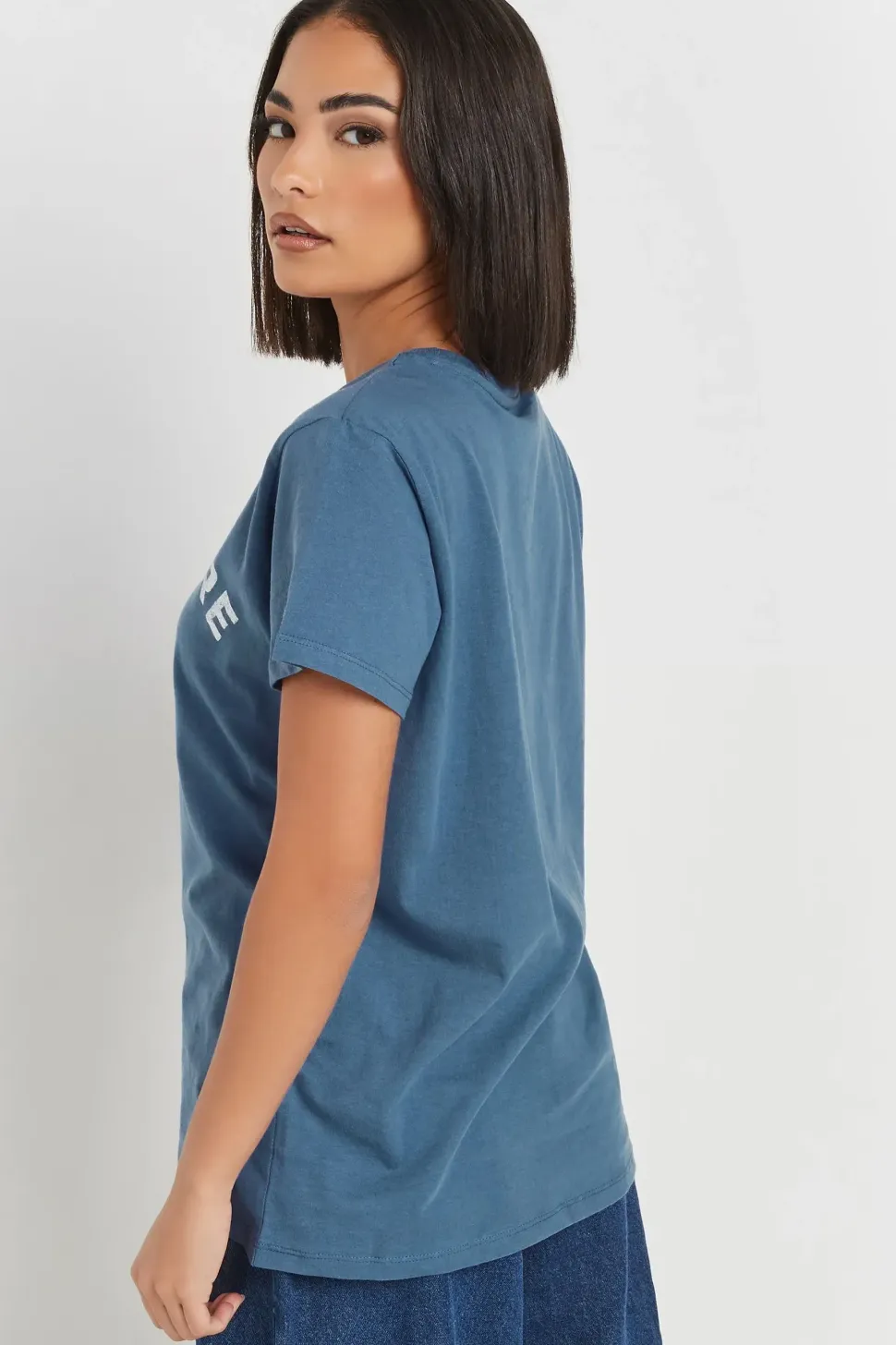 Petite Acid Wash Slogan T-Shirt