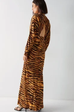Petite Animal Print Premium Satin Batwing Dress