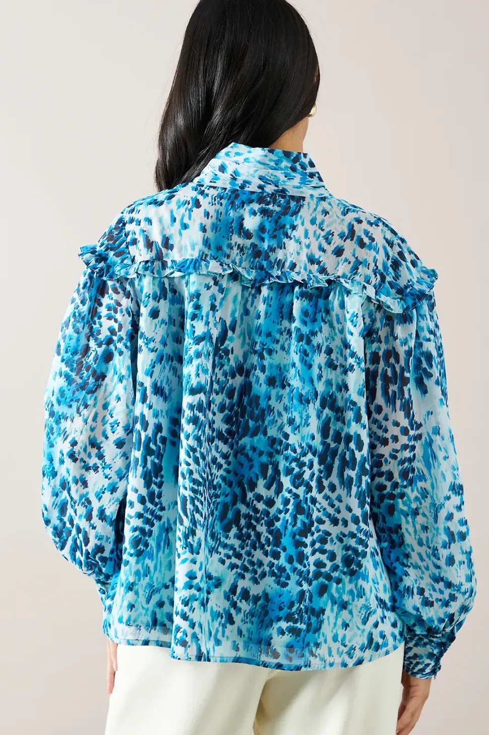 Petite Animal Print Tie Front Blouse
