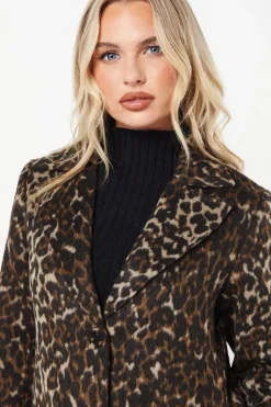 Petite Animal Wool Midi Coat