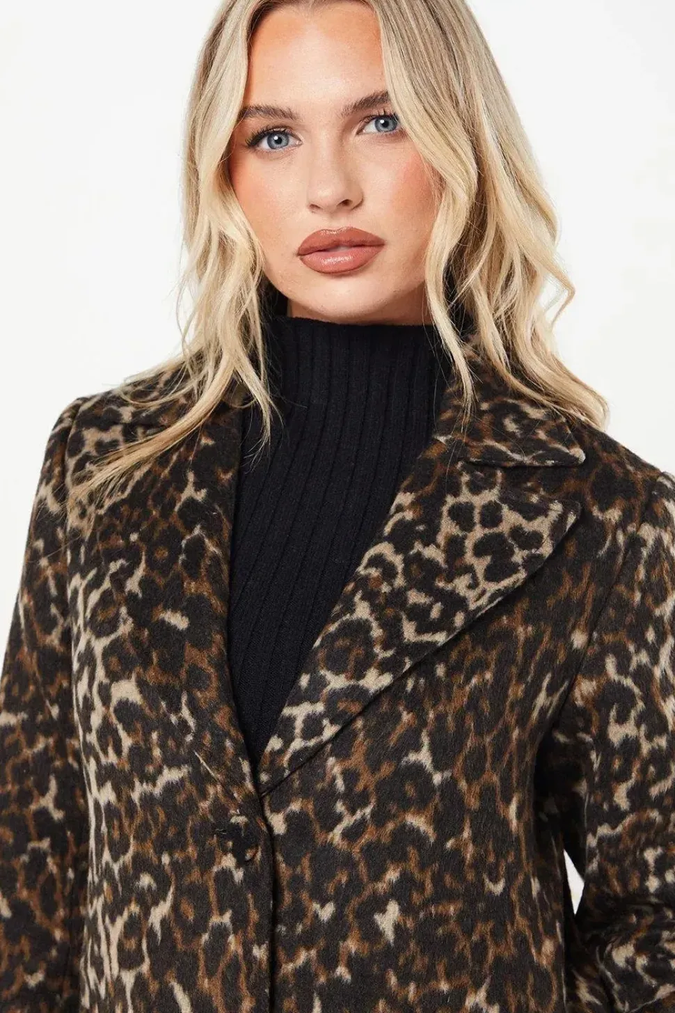Petite Animal Wool Midi Coat