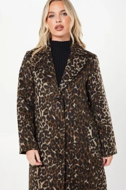 Petite Animal Wool Midi Coat