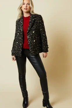 Petite Animal Wool Peacoat