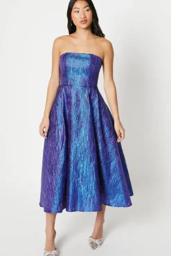 Petite Bandeau Jacquard Midi Dress