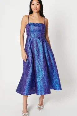 Petite Bandeau Jacquard Midi Dress