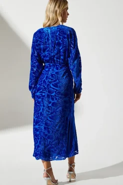 Petite Batwing Floral Devore Midi Wedding Guest Dress