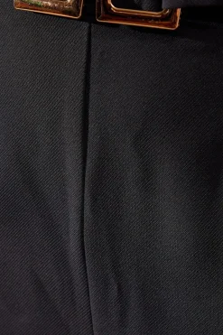 Petite Belt Detail Straight Tailored Trouser