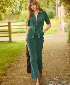 PETITE Belted Bootcut Cord Jumpsuit