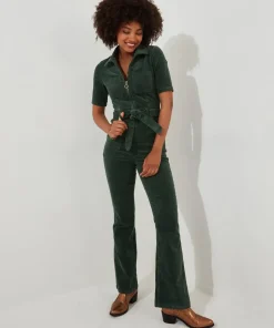 PETITE Belted Bootcut Cord Jumpsuit