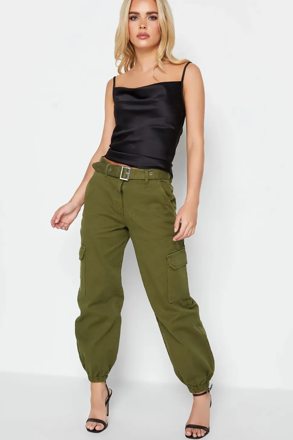 Petite Belted Cargo Jeans