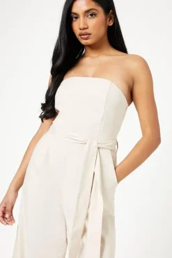 Petite Belted Wide Leg Jumpsuit