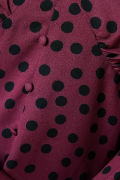 Petite Berry Spot Long Sleeve Button Front Tea Blouse
