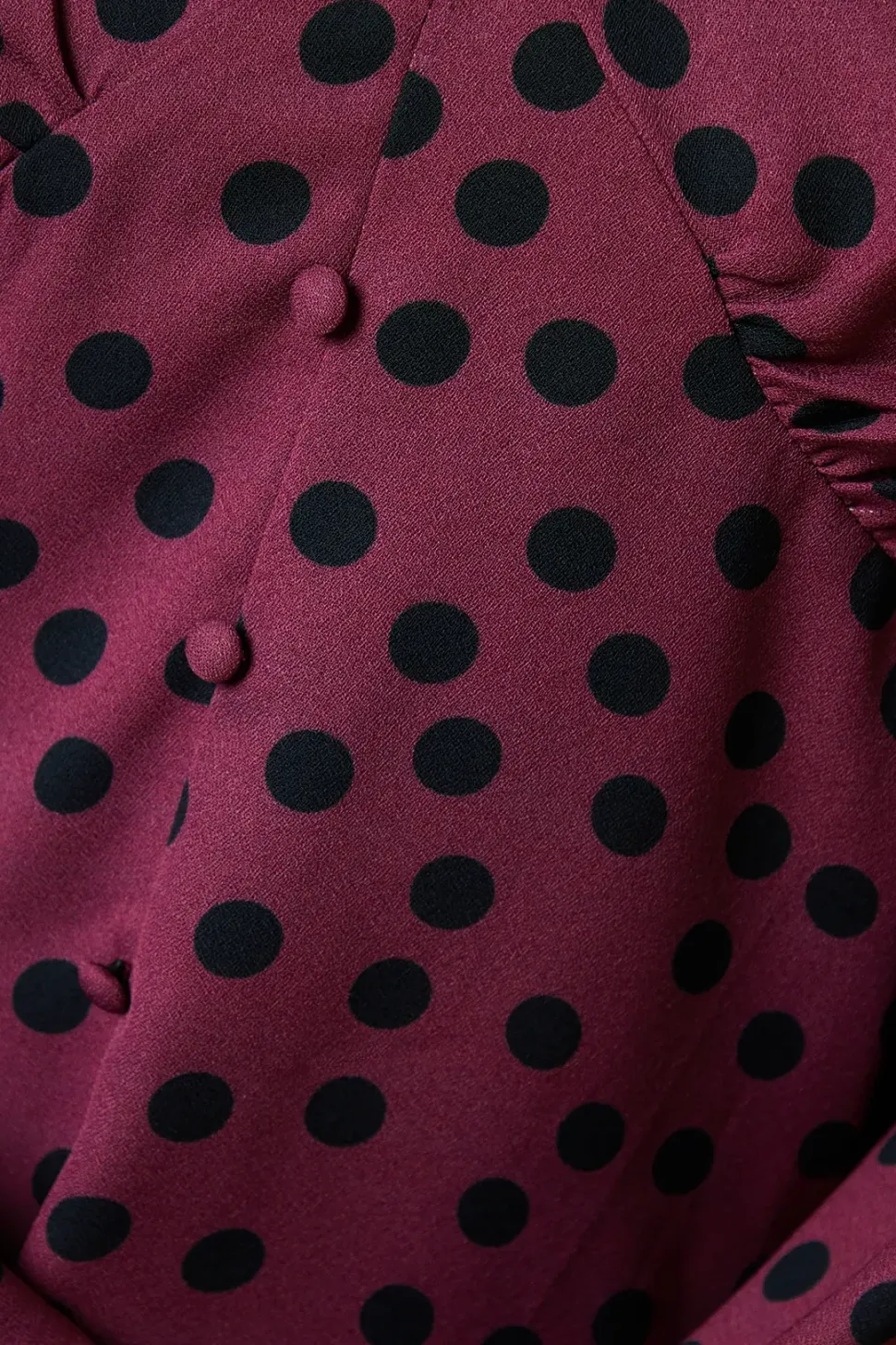 Petite Berry Spot Long Sleeve Button Front Tea Blouse