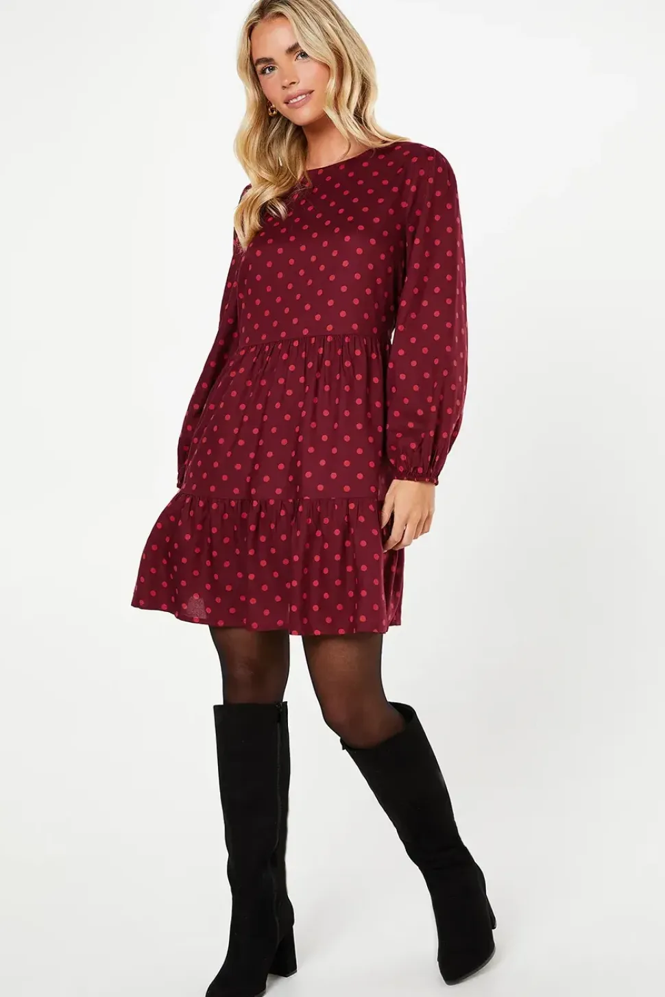 Petite Berry Spot Mini Dress