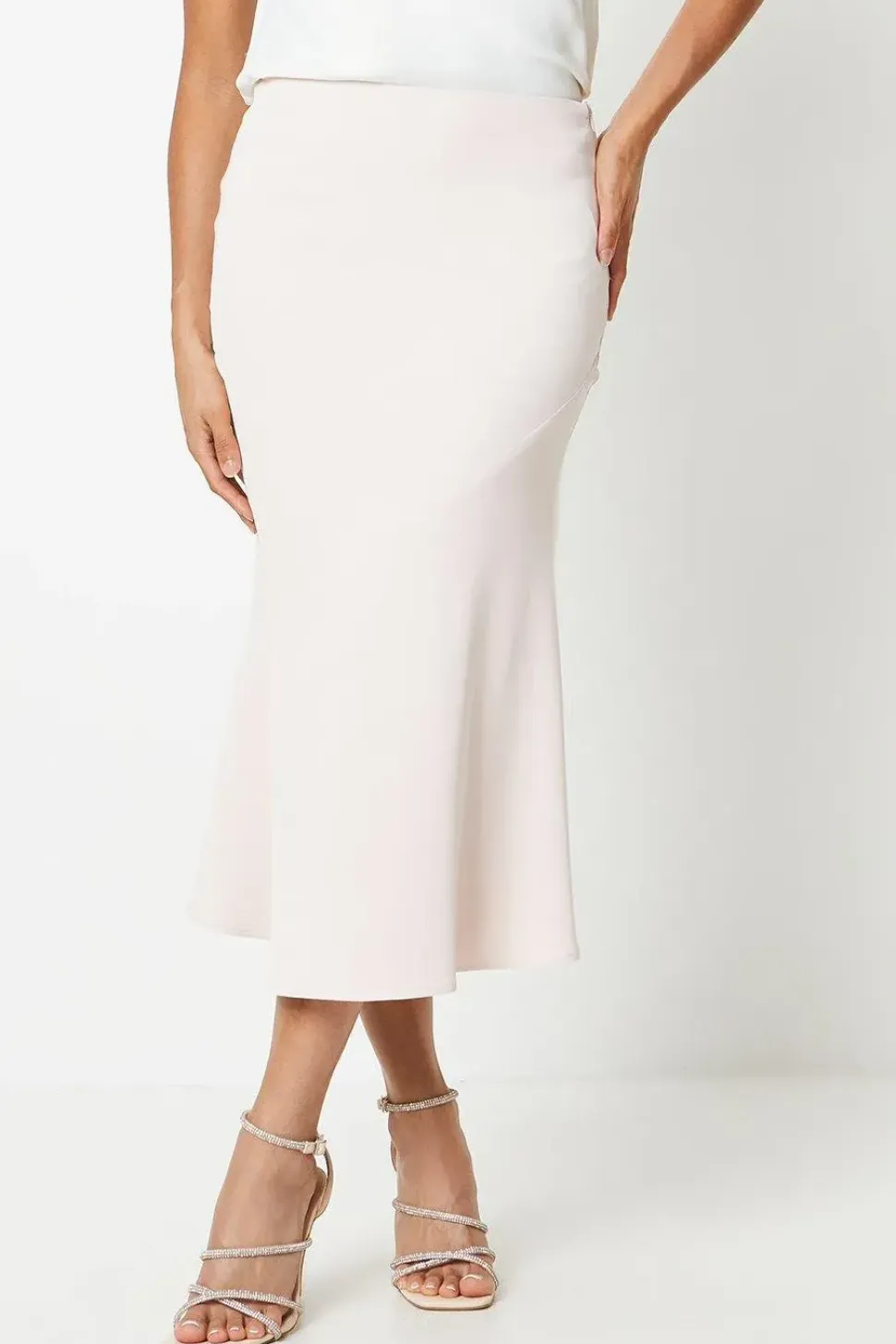 Petite Bias Cut Lightweight Crepe Midi Skirt
