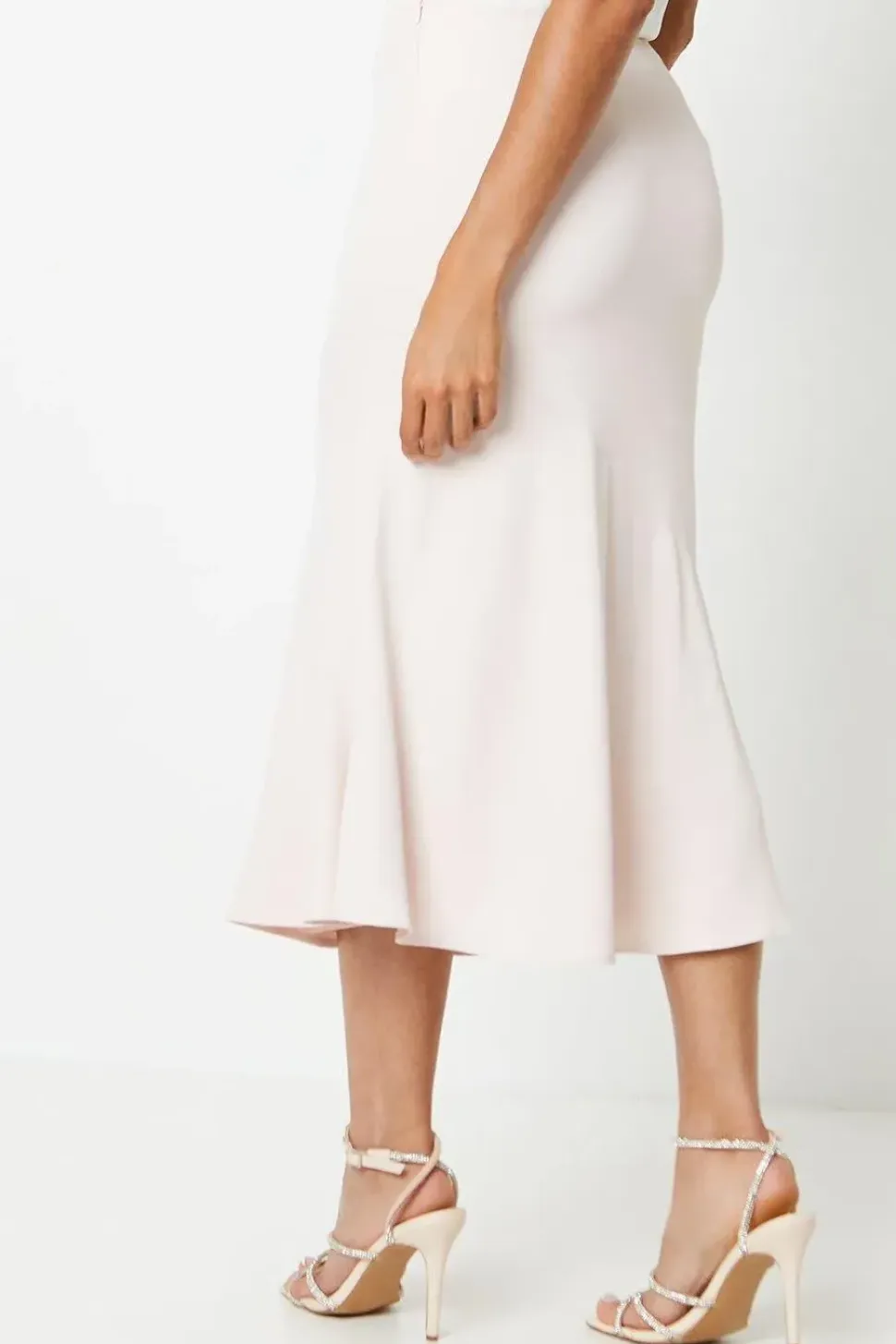 Petite Bias Cut Lightweight Crepe Midi Skirt