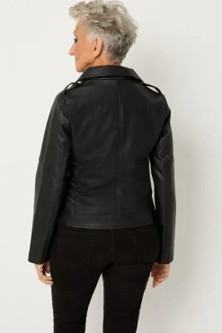 Petite Black Faux Leather Biker Jacket