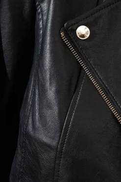 Petite Black Faux Leather Biker Jacket