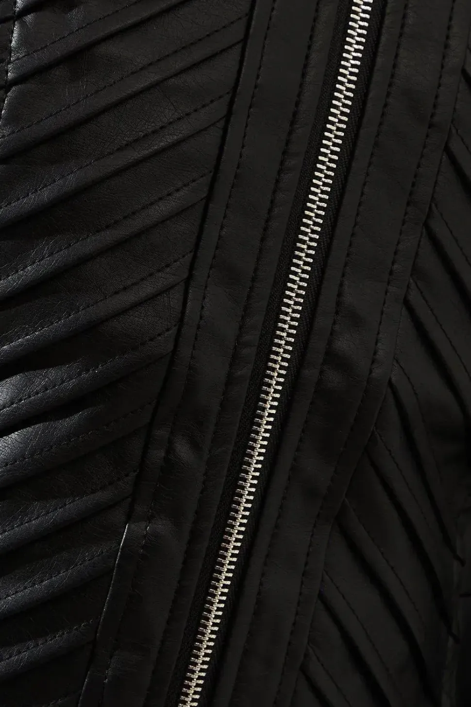 Petite Black Faux Leather Pleat Detail Jacket
