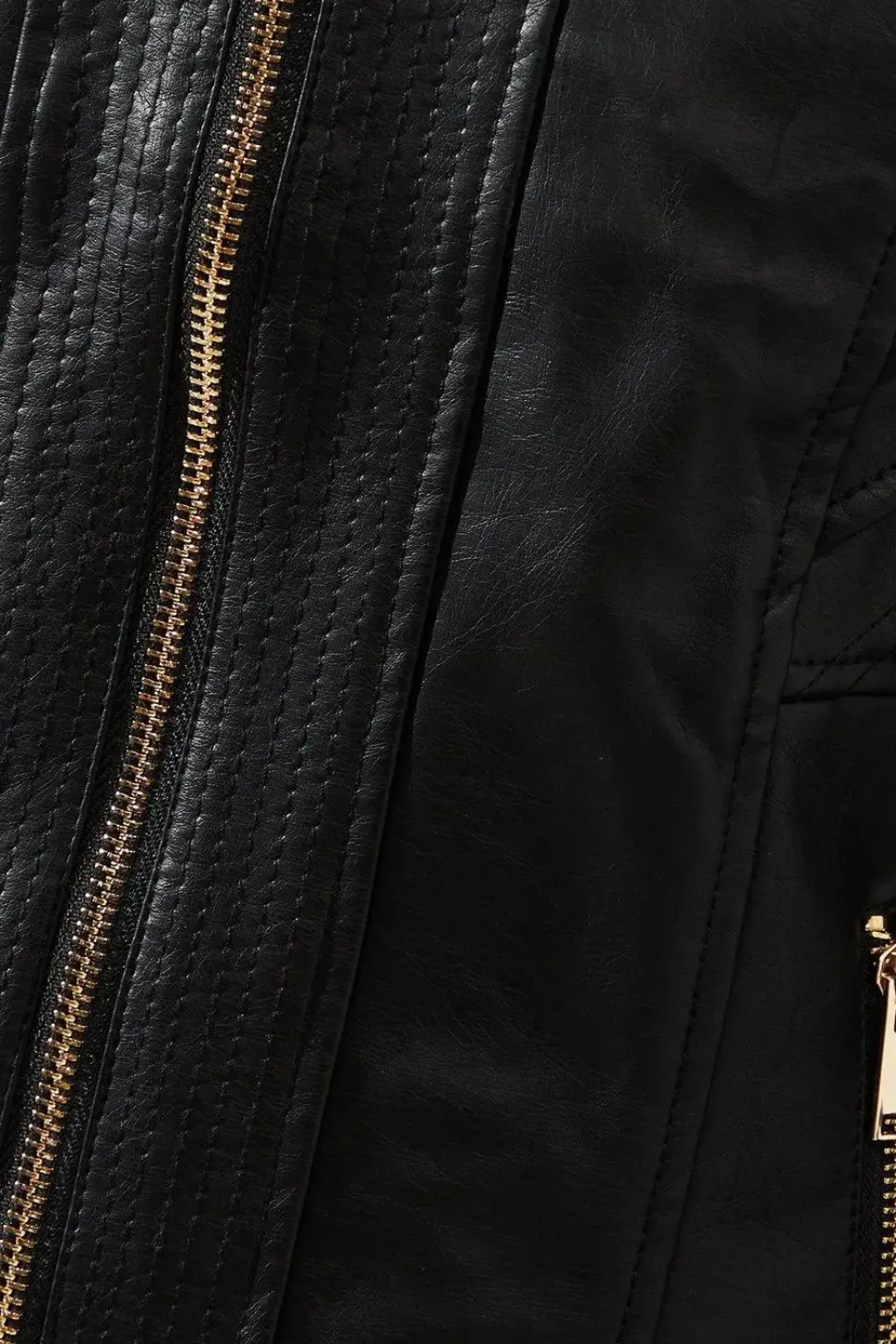 Petite Black Faux Leather Seam Detail Jacket