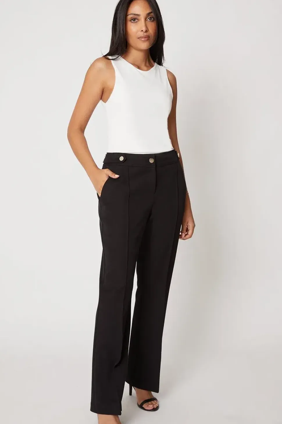 Petite Black Smart Bootcut Leg Trousers