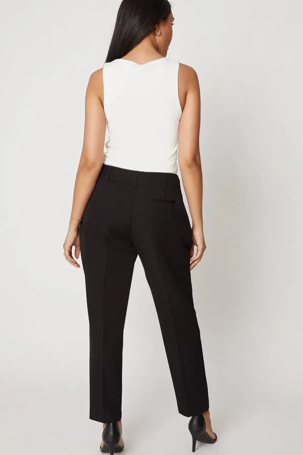 Petite Black Smart Tapered Leg Trousers