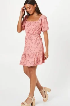 Petite Blouson Waist Detail Mini Dress