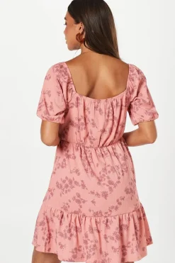 Petite Blouson Waist Detail Mini Dress