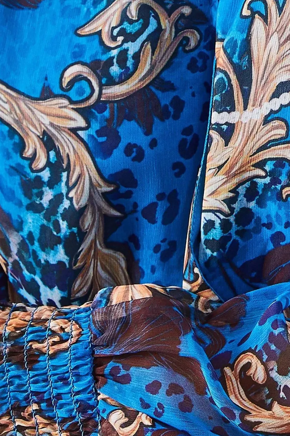 Petite Blue Baroque Wrap Blouse