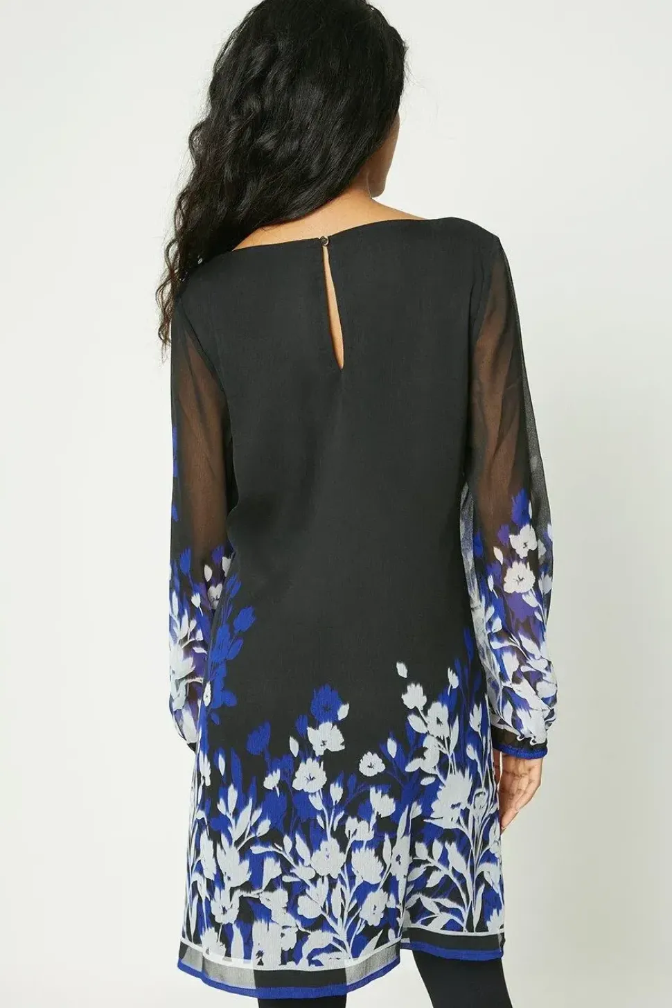 Petite Blue Floral Border Print Shift Dress
