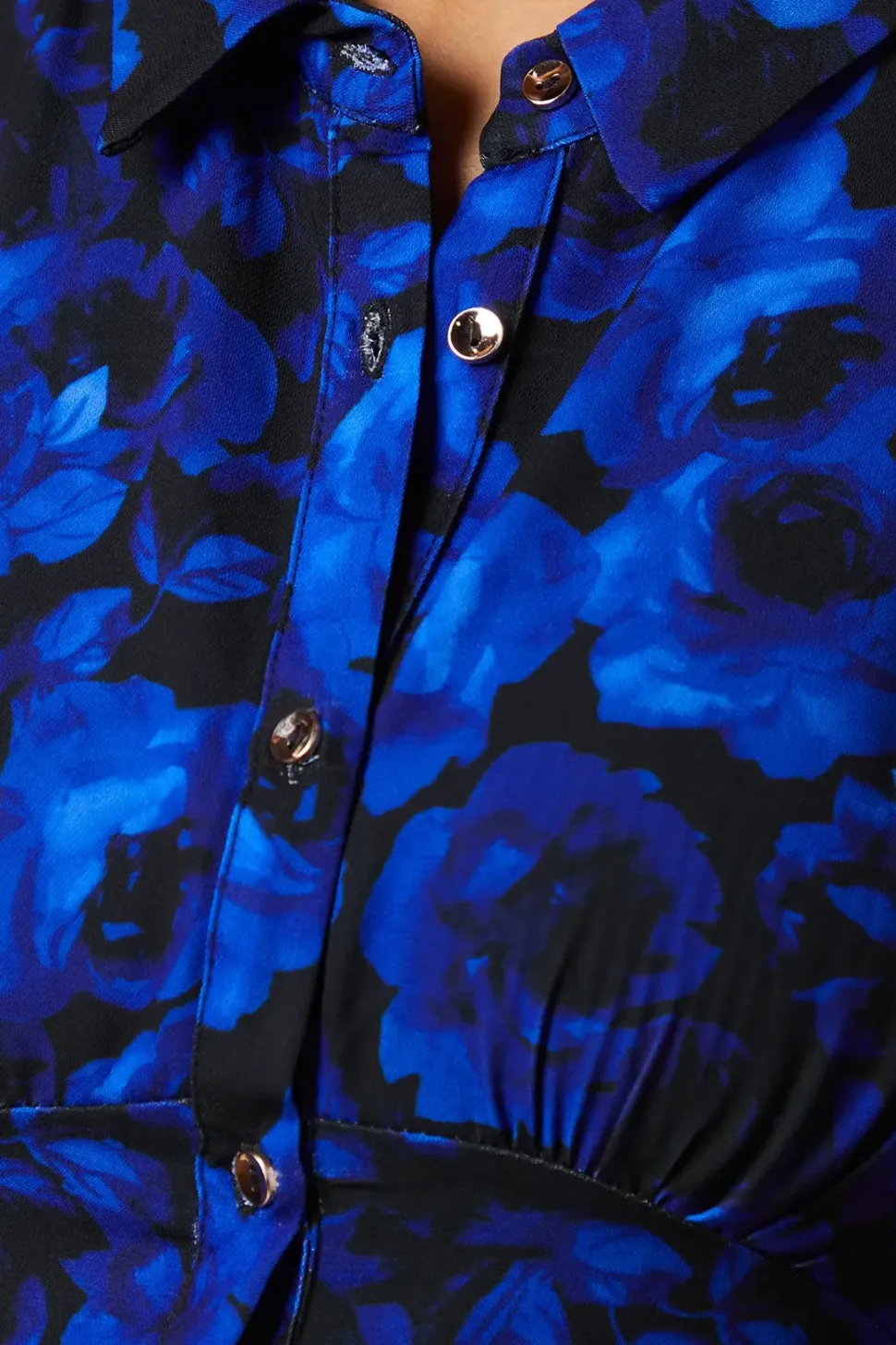 Petite Blue Floral Midi Shirt Dress