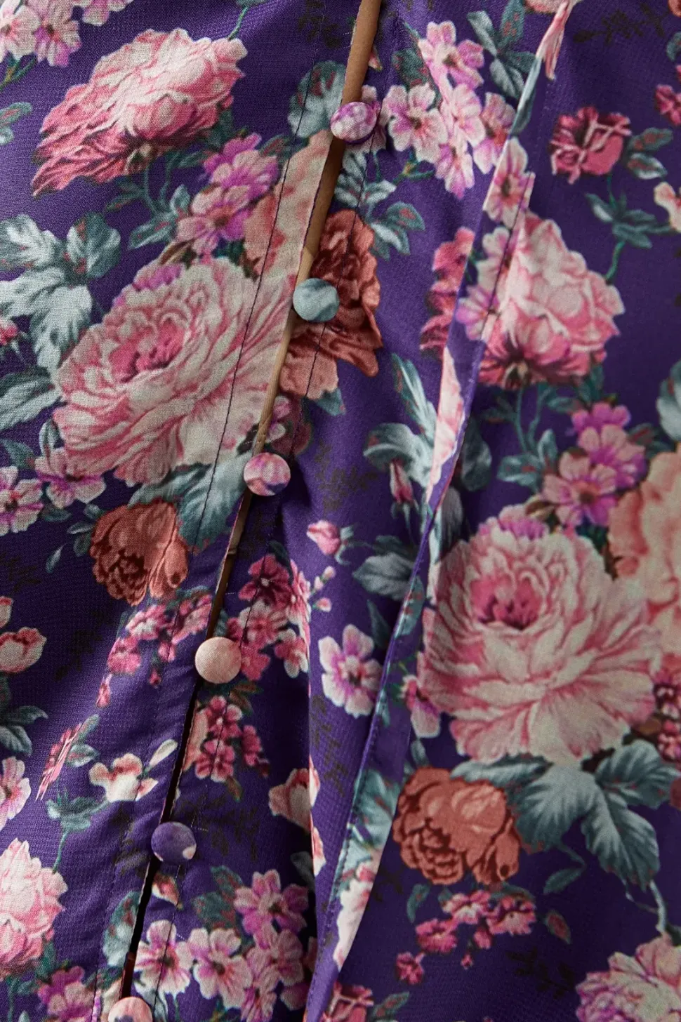 Petite Blue Floral Neck Detail Blouse