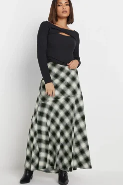 Petite Blurred Check Maxi Skirt
