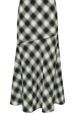 Petite Blurred Check Maxi Skirt