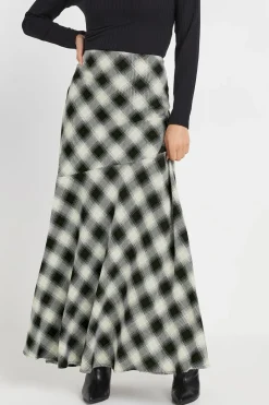 Petite Blurred Check Maxi Skirt